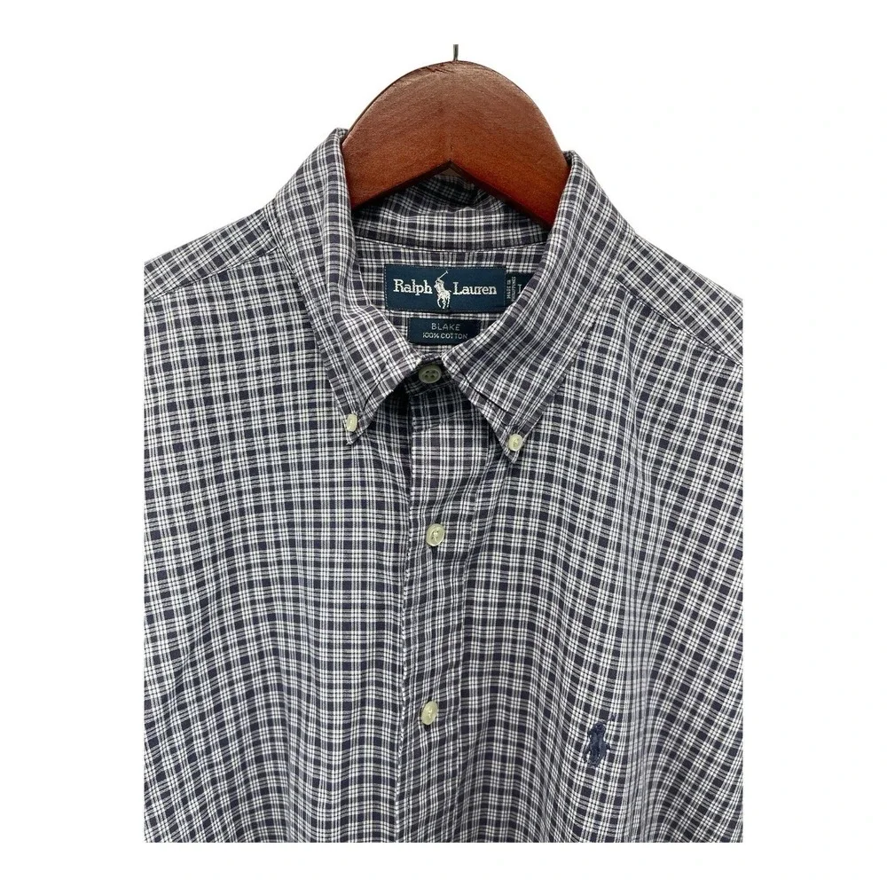 Ralph Lauren‎ Blake Men's Large Blue Plaid Button Down Long Sleeve Shirt
